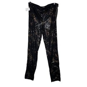 Redberry Black Gold‎ Sequin Leopard Print Pants Leggings Women's Size L